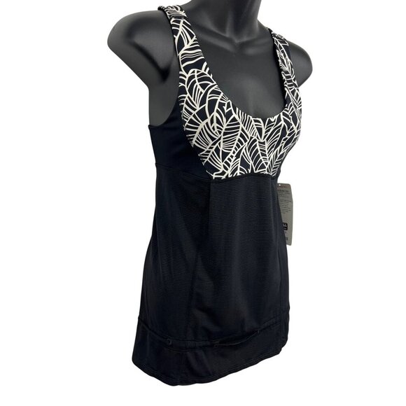 Lululemon Hustle Bustle Tank Top Size 4 Black Ivory Leaf Tropical Women NWT New - Picture 7 of 8
